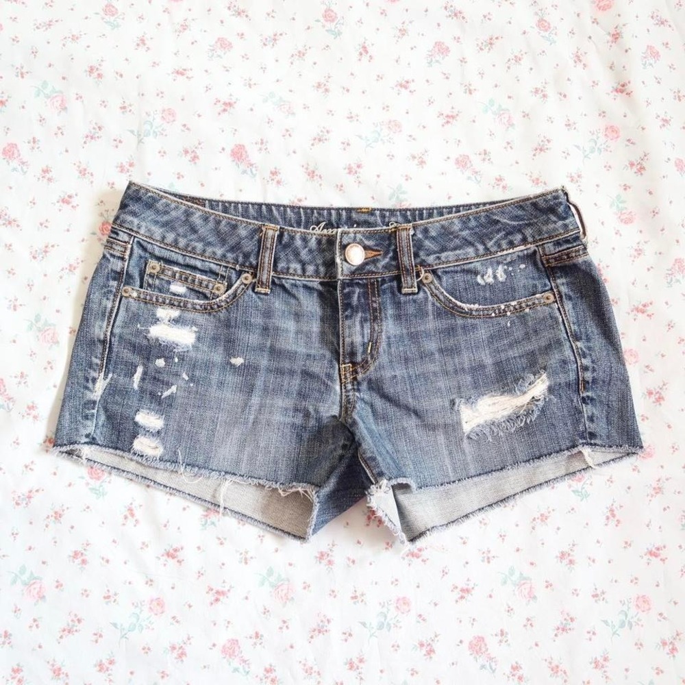 american eagle distressed denim shorts vintage y2k low rise 6